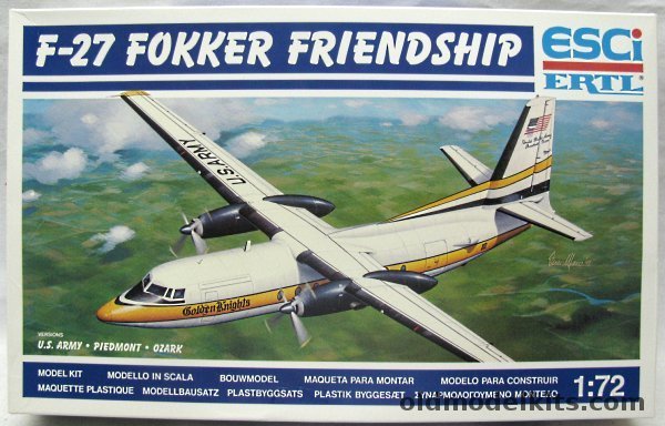 ESCI 1/72 Fokker F27-MK 400 Friendship (F-27) - Ozark Air Lines / Piedmont Air Lines / Golden Knights US Army Skydiving Team, 9115 plastic model kit